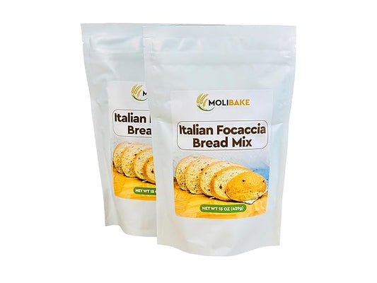 Molibake Italian Focaccia Bread Mix ??Pack of 2 ??Premium Artisan Italian Bread Mix for Bread