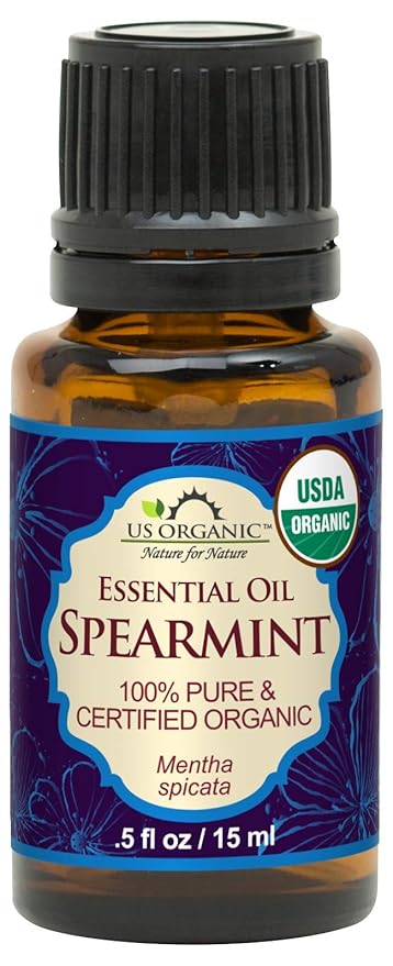 US Organic 100% Pure Spearmint Essential Oil - USDA Certified Organic, Steam Distilled - W/Euro