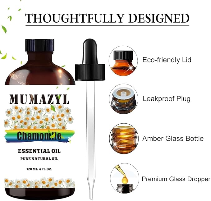 Chamomile Essential Oil, Chamomile Oil 4 Fl Oz 120ML for Diffuser Humidifier Yoga Cleaning DIY