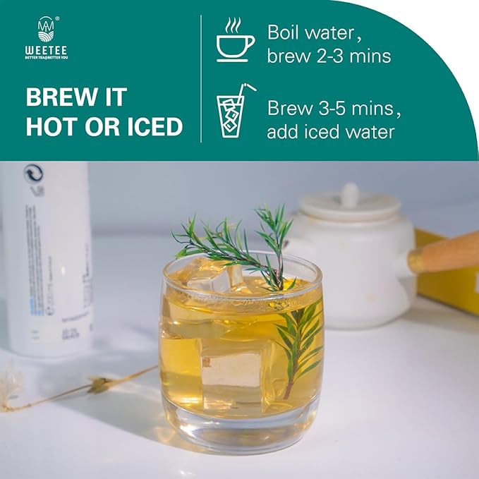 WT WEETEE Organic White Tea Bags, Organic Pure White Tea 100 Count, Mellow & Smooth, Perfect for