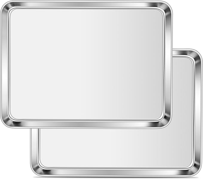 Homikit 2 Pack Baking Sheet, 10 x 8 Inch Stainless Steel Cookie Tray Set for Cooking Toasting