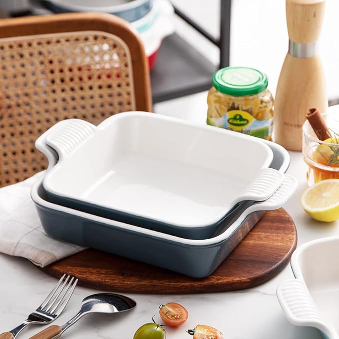 Sweejar Ceramic Baking Dish, 9 x 9 Cake Baking Pan for Brownie, Porcelain Square Bakeware with