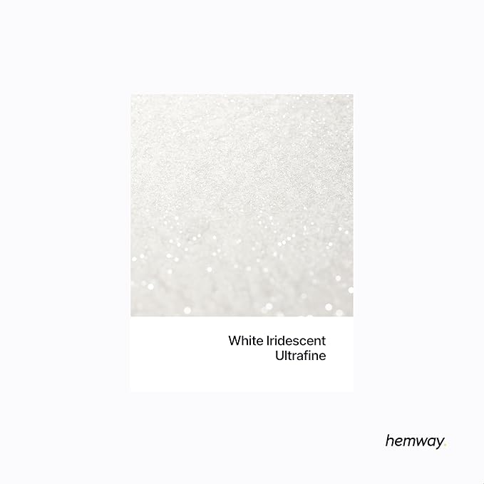 Hemway Premium Glitter Shaker - White Iridescent | 130g Ultrafine Metallic Flake Sequins for Resin