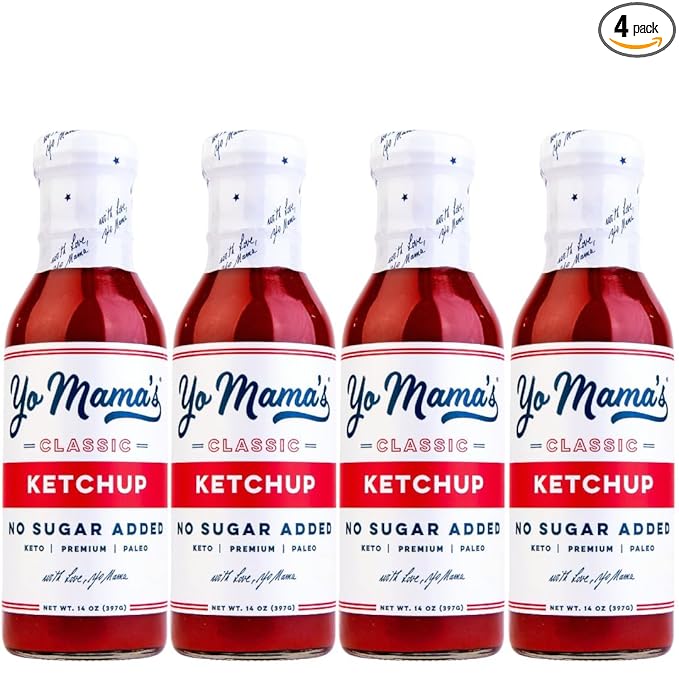 Yo Mama's Foods Keto Classic Ketchup ??Pack of (4) - No Sugar Added, Low Carb, Vegan, Gluten Free