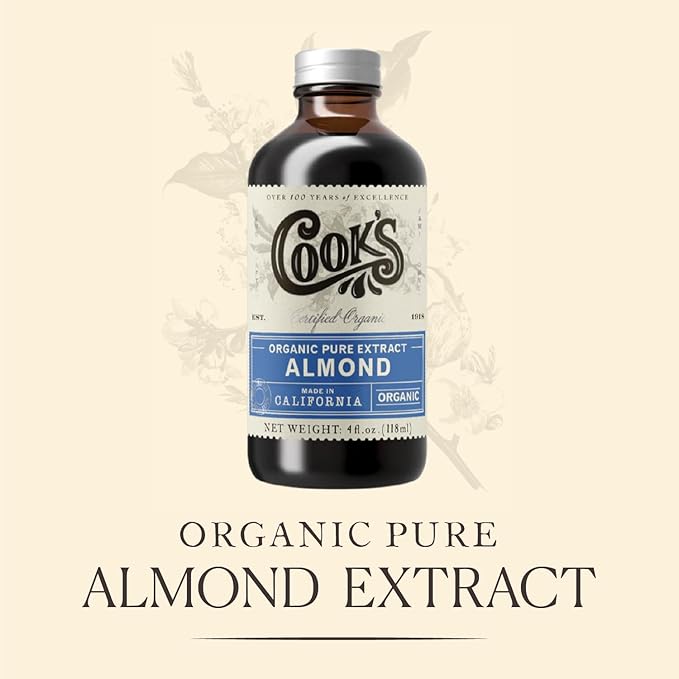 Cook's, Organic Pure Almond Extract, for Cookies, Cakes, Pastries, Allergen Free, 128 Ounces (1