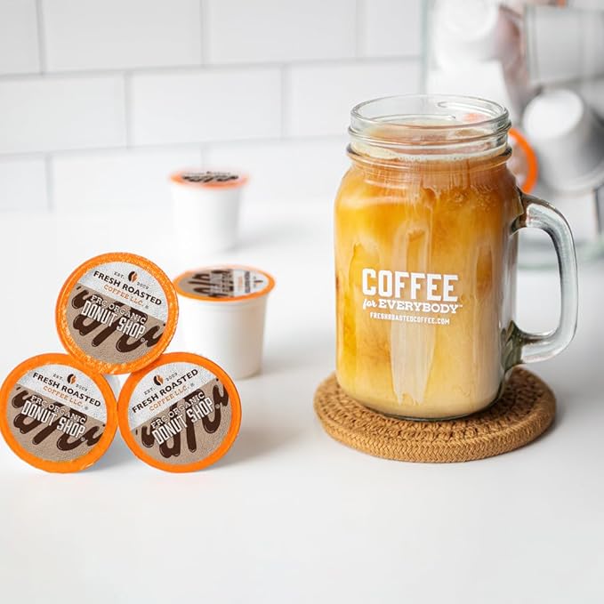 Fresh Roasted Coffee, Organic Donut Shop | USDA Organic, Kosher | Medium Roast 24 Pods for K-Cup
