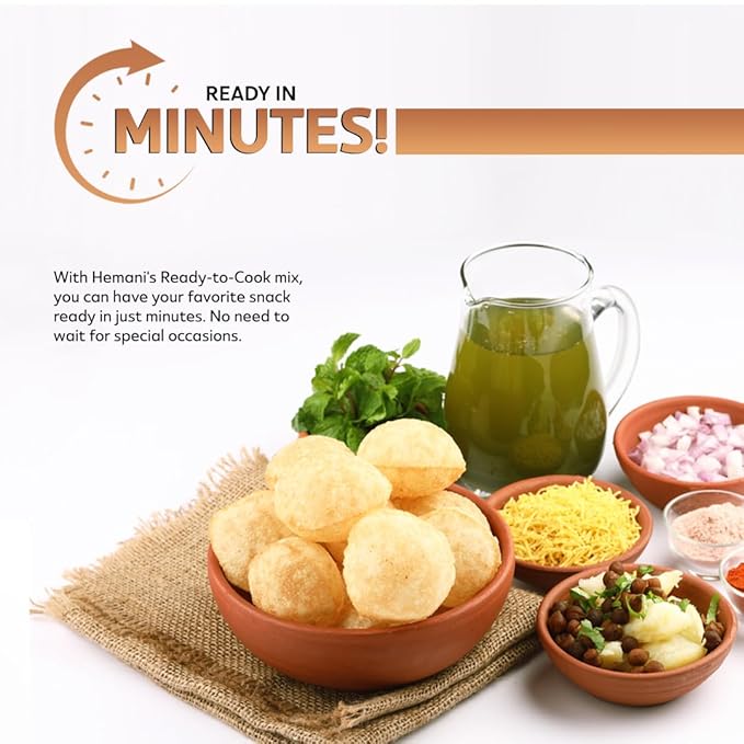 HEMANI Pani Puri - Coins - Comes with Masala - Ready to Cook - 200g (7.1 oz) - All Natural, Vegan &