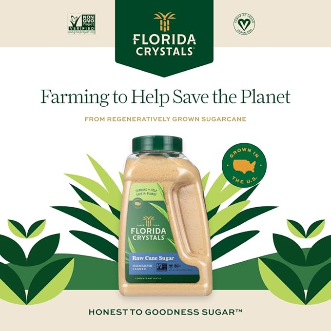 Florida Crystals Raw Cane Sugar, 48 oz (3 lb) Jug (Pack of 2)