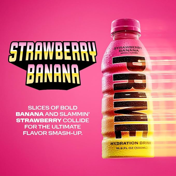 PRIME Hydration STRAWBERRY BANANA, Sports Drinks, Electrolyte Enhanced for Replenishing Fluids