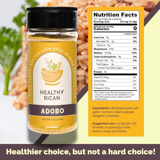 Healthy Rican Adobo Sazon Sofrito Seasoning and Herbs Mix Dry Non GMO No Preservatives MSG