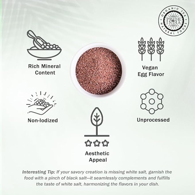 Pride Of India - Himalayan Black Rock Salt - Fine Grind, (4.8 oz) - Kala Namak, Contains 84+