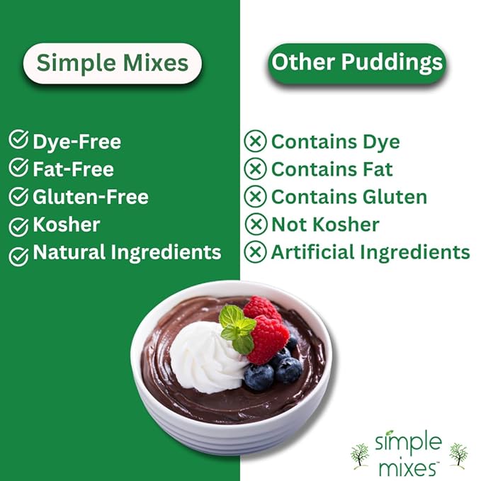 Simple Mixes Natural Instant Pudding & Pie Filling Mix, Healthy Snack, Chocolate, Gluten and