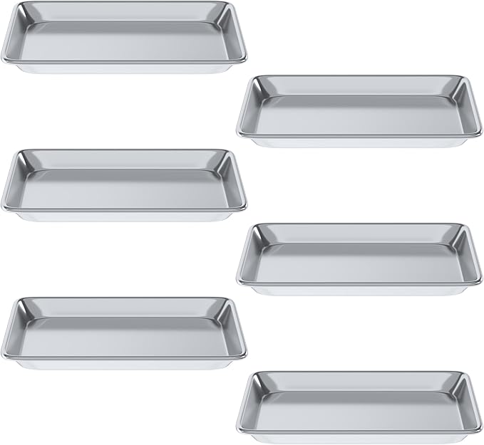 Pack of 6 | 10 in. x 13 in. Quarter Size Aluminum Bun. / Sheet Pan | Ideal for baking, roasting