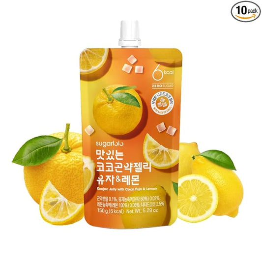 Sugarlolo Konjac Sweet Coco Yuzu & Lemon Jelly Snack - Vegan Jello with Zero Sugar | Only 6