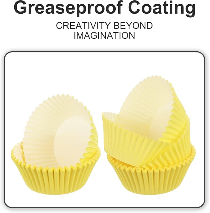 uxcell 100 Pcs Cupcake Liners, Muffins Paper Baking Cups Wrappers Standard Greaseproof for Baking