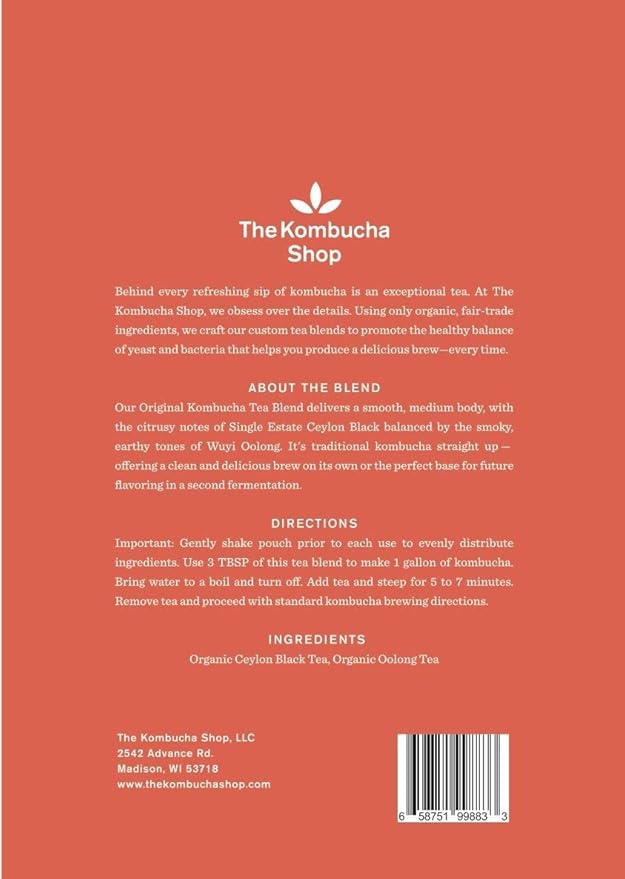 The Kombucha Shop - Original - Organic Black & Oolong Loose Leaf Tea Blend - Makes 10 Gallons of