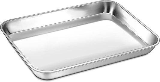 P&P CHEF 10.5 Inch Baking Cookie Sheet, Oven Pan Tray Stainless Steel Sheet Pan for Kitchen, Oven
