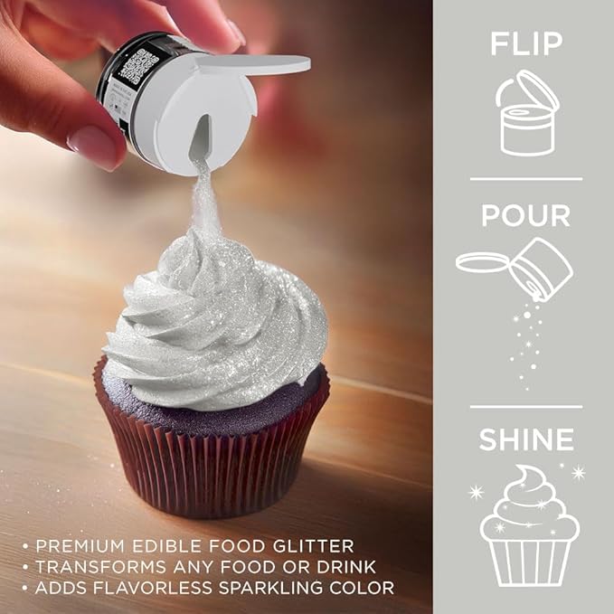 Bakell - White Tinker Dust (5g, 1x Jar) Edible Glitter for Food, Desserts, and Beverages!