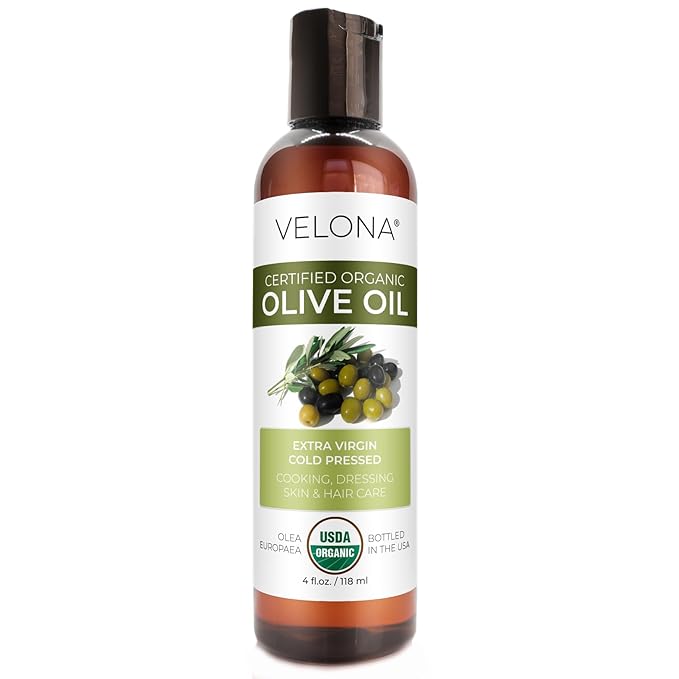 velona USDA Certified Organic Olive Oil - 4 Fl Oz | 100% Pure and Natural Carrier Oil | Extra