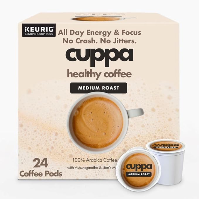 Cuppa Healthy Mushroom Coffee Single Serve Pods (K-Cups) with Lion's Mane & Ashwagandha for All Day