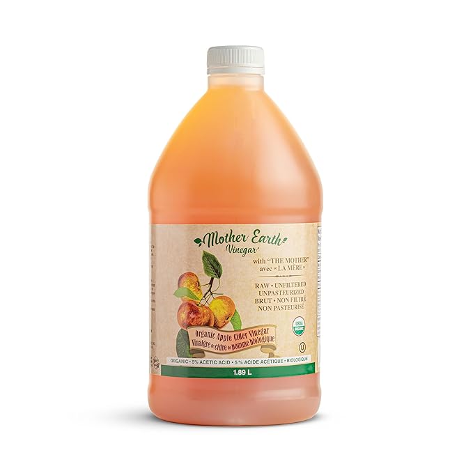 Mother Earth, Organic Apple Cider Vinegar with The Mother, Half Gallon, Fresh Pressed Organic