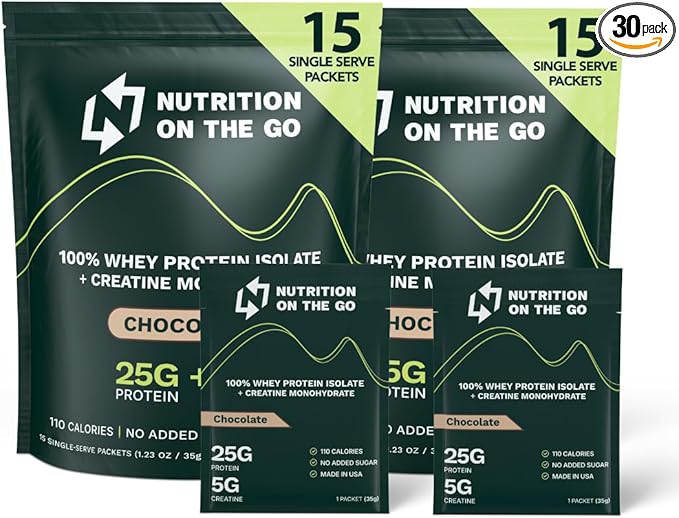 Travel Whey Protein Isolate Packets ??Single-Serve Protein Powder ??25g Protein + 5g Creatine