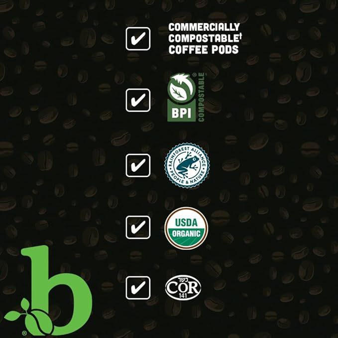 beaniac Organic Kickstarter Colombian, Medium Light Roast, Single Serve Compostable K Cup Coffee