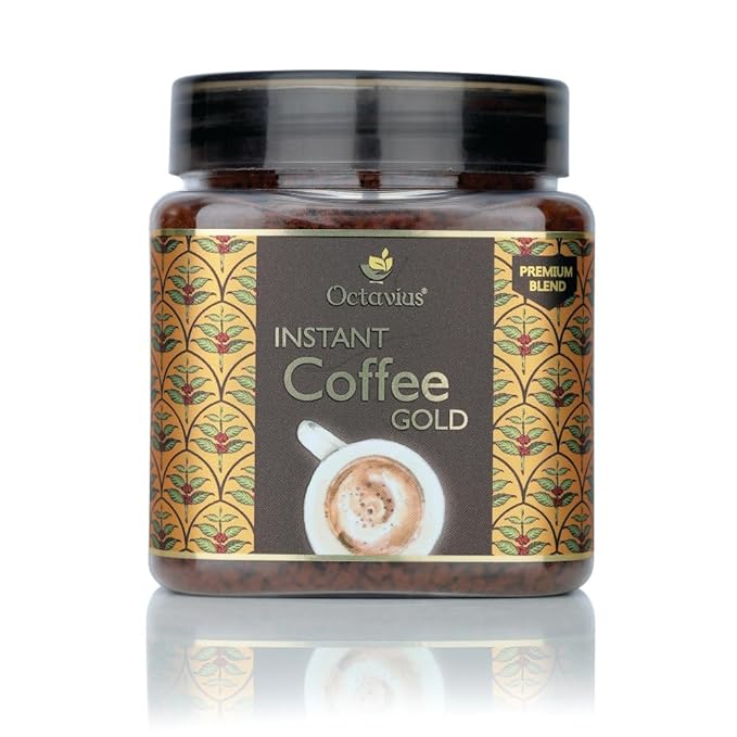 Octavius Gold Instant Coffee – Indian Medium-Dark Roast, 100% South India Beans | Smooth & Balanced