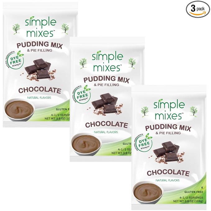 Simple Mixes Natural Instant Pudding & Pie Filling Mix, Healthy Snack, Chocolate, Gluten and