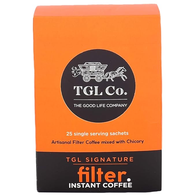 TGL Co. Signature Instant Filter Coffee Sticks (25 Sachets | Pack of 1) |Travel Friendly | Medium