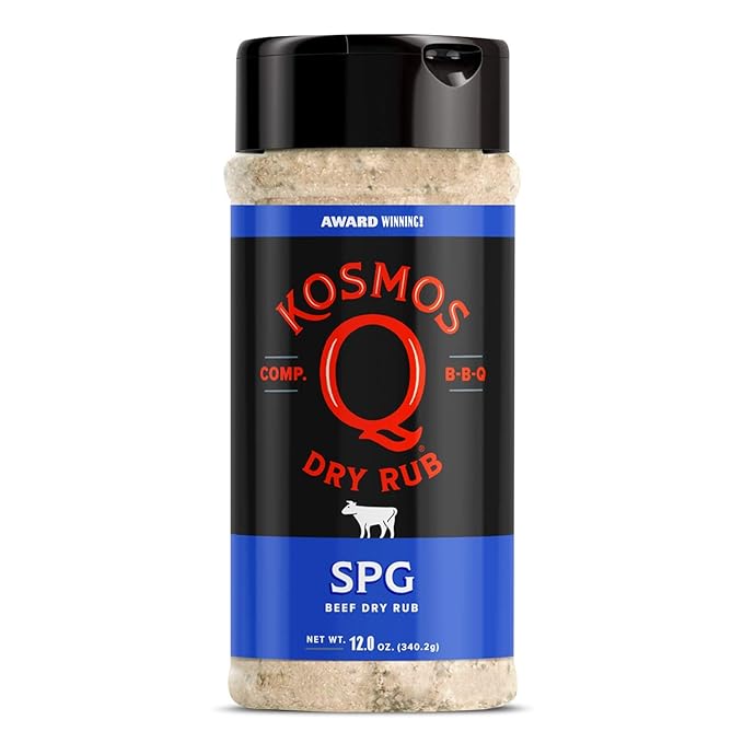 Kosmos Q SPG BBQ Dry Rub, Bold Salt Pepper Garlic Blend with Organic Cane Sugar, BBQ Seasoning for