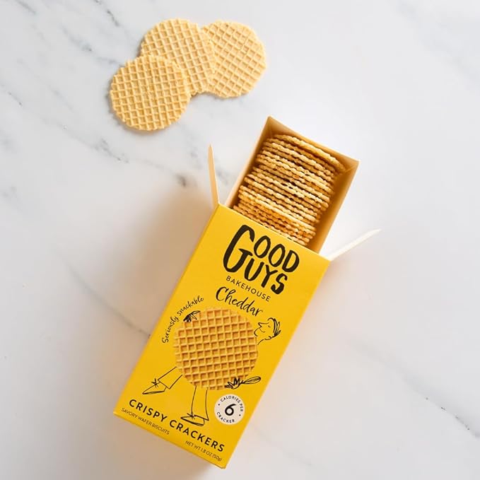 NEW! Good Guys Cheddar Crackers | Low Calorie Snacks |Tasty, Crispy, Healthy Cheese Crackers | 39