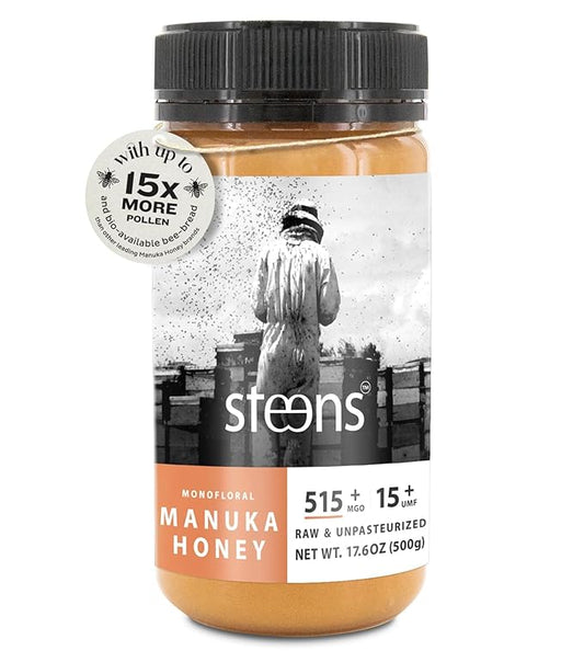 Steens Manuka Honey - MGO 515+ - Pure & Raw 100% Certified UMF 15+ Manuka Honey - Bottled and