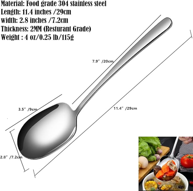 SIAIQIANG Extra-Large Serving Spoons Set,Food-Grade 18/8 Stainless Steel,11.4-Inch Serving Utensils