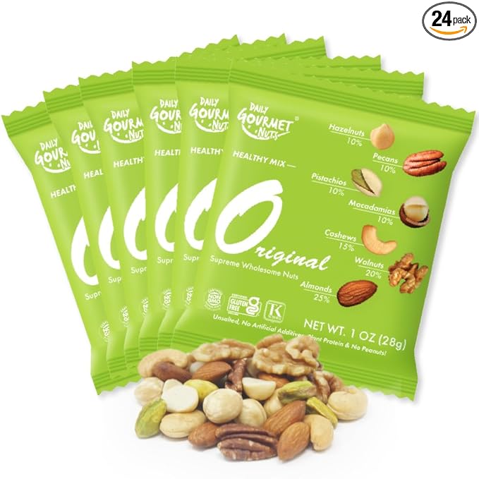 Daily Gourmet Nuts - Unsalted Mixed Nuts Snack Packs/Individually Wrapped Snacks/Nut Snacks/No