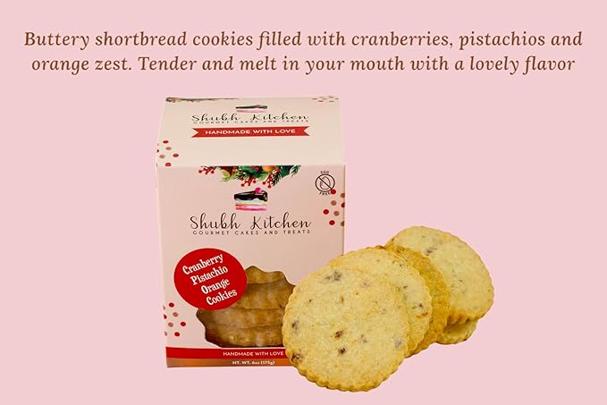 Cranberry Pistachio Orange Cookies- Holiday Gourmet Cookies, 100% Egg-Free & Vegetarian, Handmade