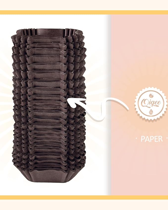 qiqee 500pcs Coffee Square Cupcake Liners Muffin Linner No Smell, Food Grade Baking Cups竊늆tandard