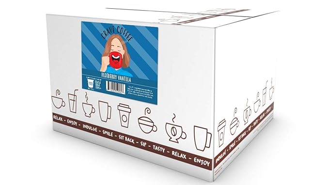 Crave Beverages Flavored Coffee Pods Compatible with Keurig K-Cup Brewers, Blueberry Vanilla, 100
