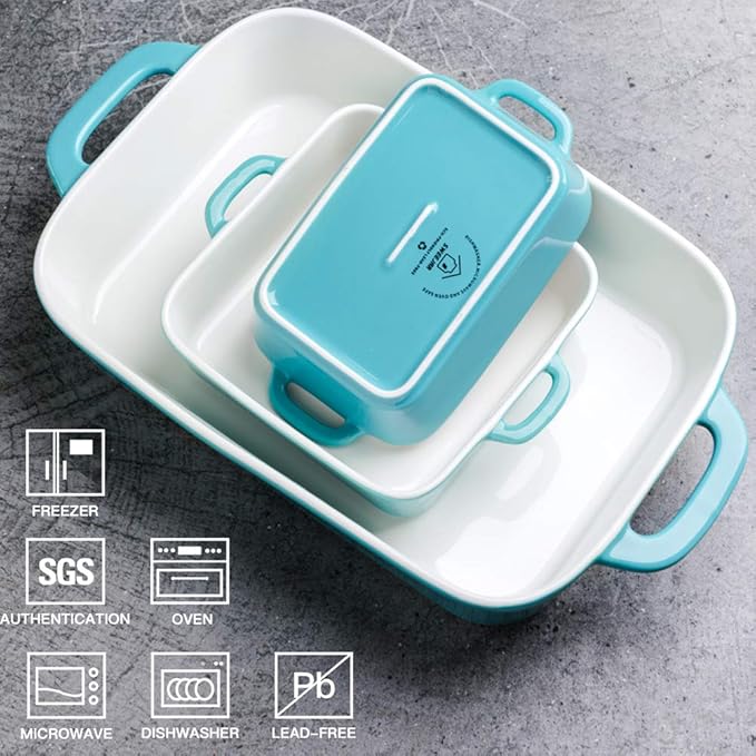Sweejar Ceramic Bakeware Set, Rectangular Baking Dish for Cooking, Kitchen, Cake Dinner, Banquet
