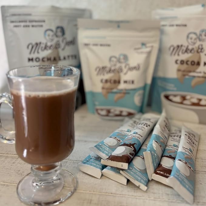 Mike & Jen's Hot Cocoa Mix Single Serve Sticks. 5 Simple Ingredients. 12 Servings