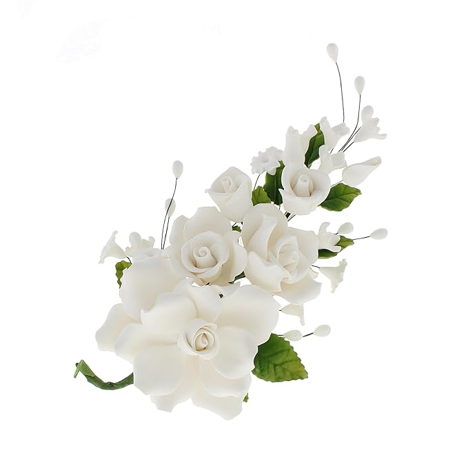 Global Sugar Art Premium Rose Spray, Large, White, 1 Count by Chef Alan Tetreault