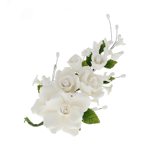 Global Sugar Art Premium Rose Spray, Large, White, 1 Count by Chef Alan Tetreault