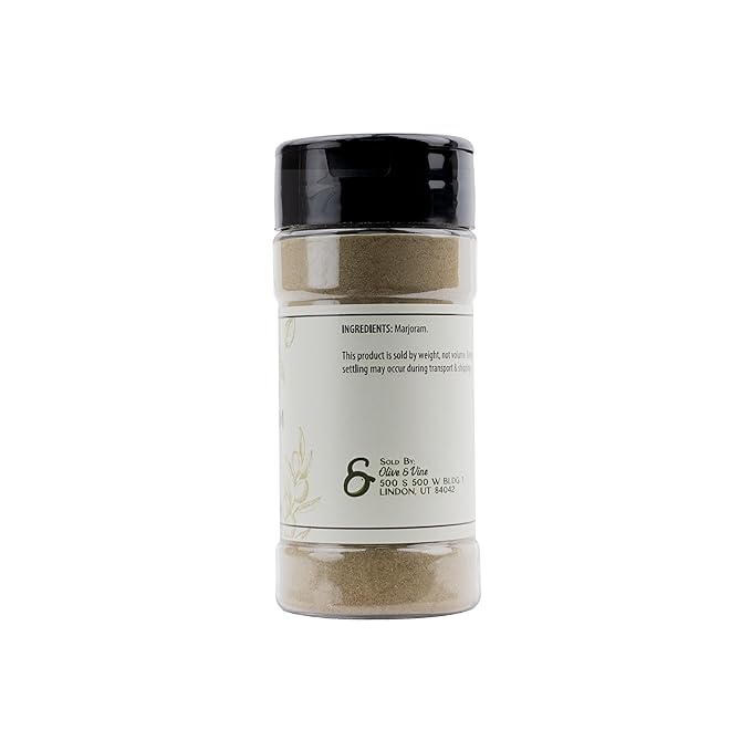 Olive & Vine Ground Marjoram, Earthy & Sweet, Seasoning for Soups, Stews, and Roasts, With Rich