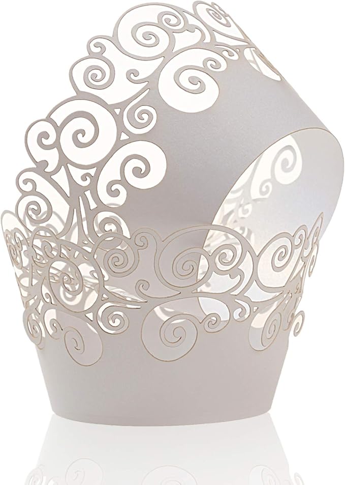 Cupcake Wrappers, KPOSIYA 50 Pack Cupcake Wraps Filigree Artistic Bake Cake Paper Cup Little Vine