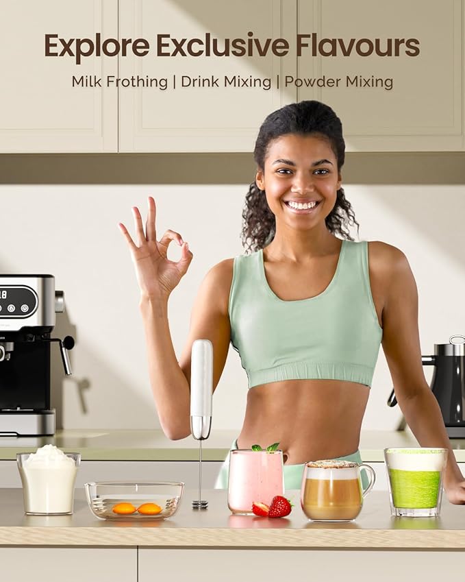 Maestri House Rechargeable Milk Frother, LunaFro Mini Handheld Electric Foam Maker Detachable