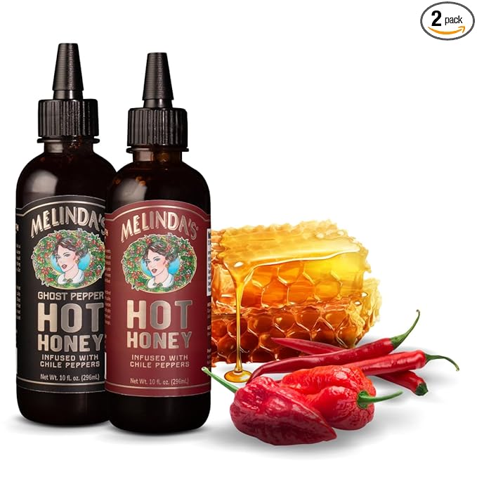 Melinda’s Hot Honey Collection - 10 oz, 2 Pack - Spicy Honey Sauce Variety Pack w/ Classic Hot