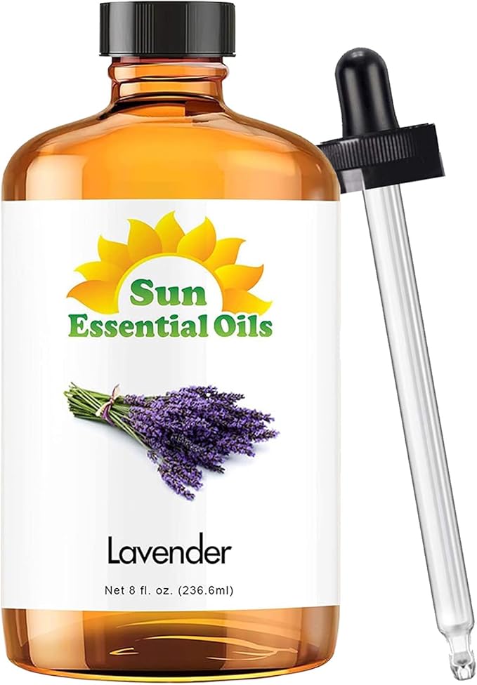 Sun Essential Oil - Lavender Essential Oil 8 oz (236 ml) with Dropper for Diffuser, Humidifier