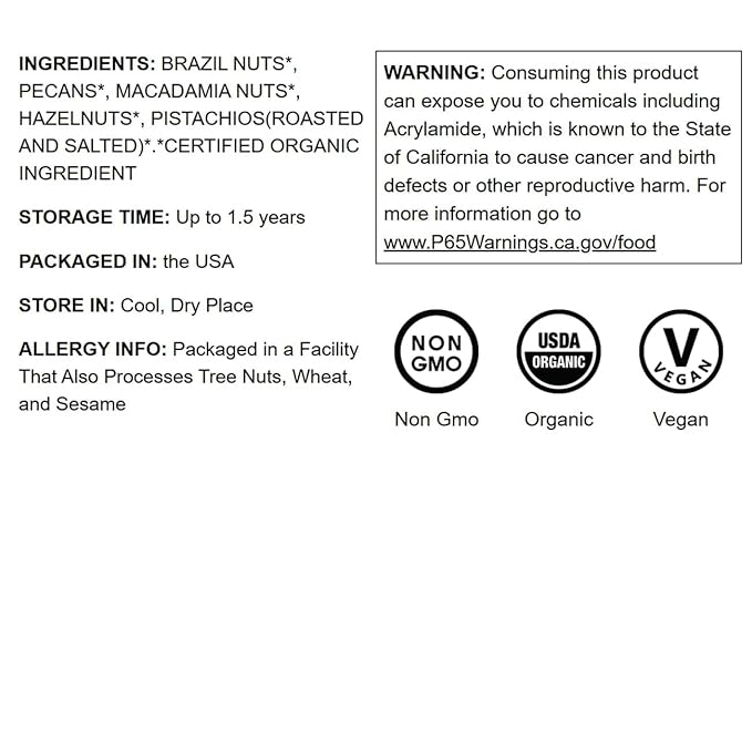 Food to Live - Organic Delicious Nuts in a Gift Box - A Variety Pack of Pecans, Hazelnuts, Brazil