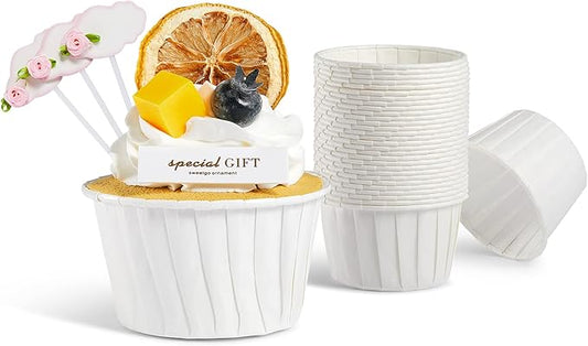 White Cupcake Liners, 200pcs Muffin Baking Cups,Ramekin Holders, Heavy Duty Oil proof Wrappers for