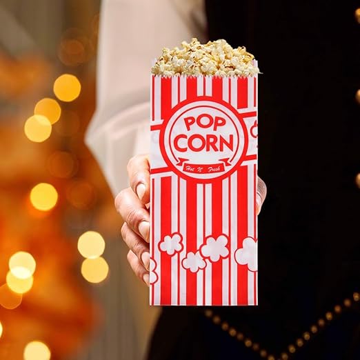 200pcs Paper Popcorn Bags for Party, 1 Oz Small Vintage Individual Servings Popcorn Container Pop